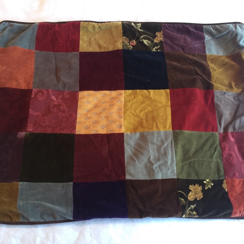 Pottery Barn Velvet patchwork full/queen duvet cover, bed skirt, pillow cover - Picture 4 of 5